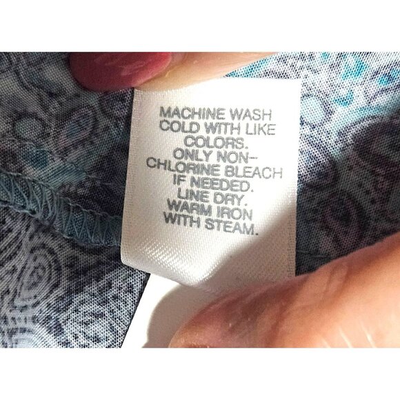 J. Jill Women’s Blue Print Top L Button Down Boho Chic Coastal Cowgirl Light - Picture 6 of 13